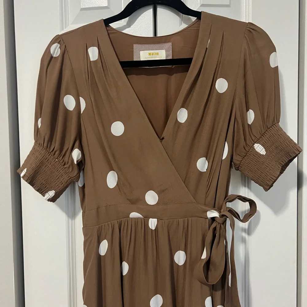 Anthropologie Maeve Bernice Polka Dot Wrap Dress (Size 4) - Picture 7 of 10